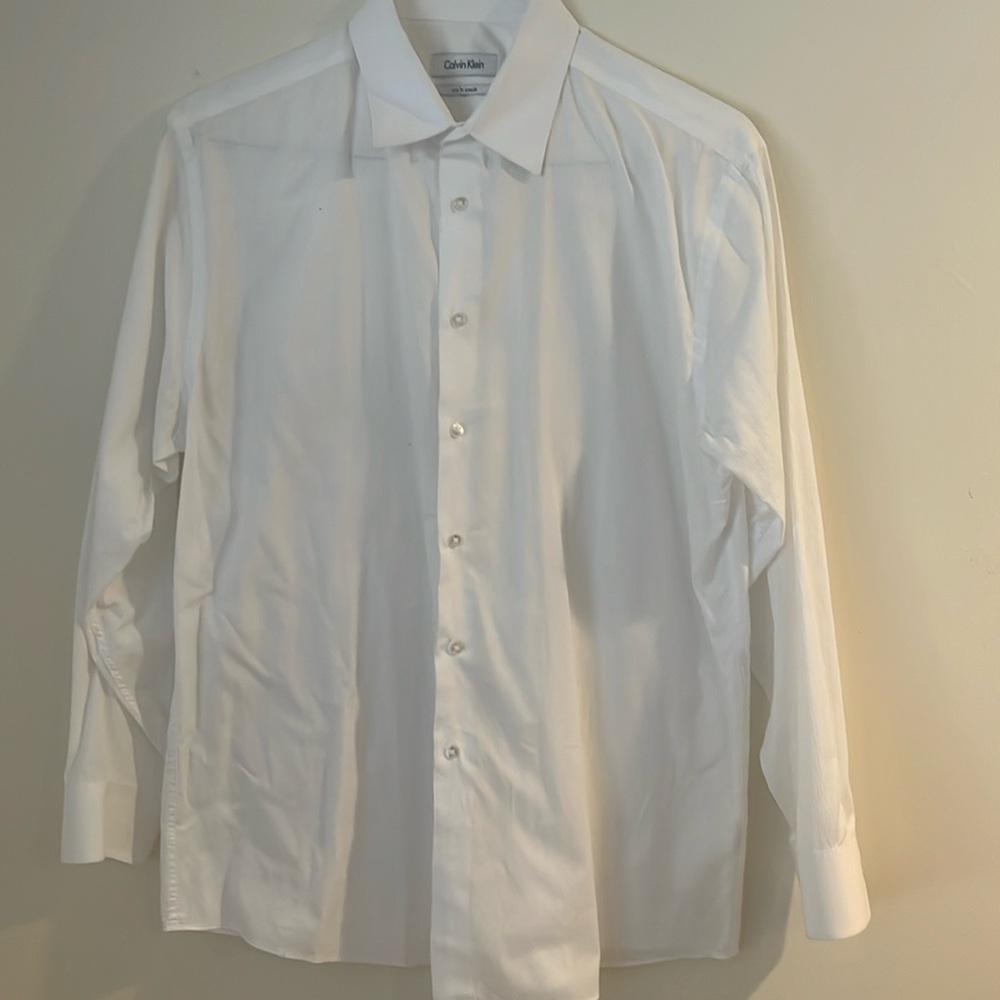 Calvin Klein dress shirt, white, slim fit stretch, 16, 32/33
